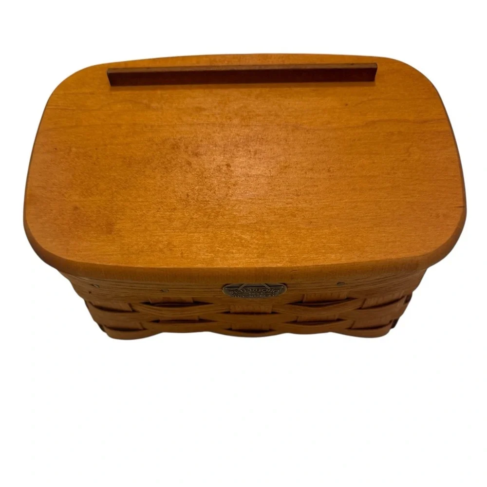 Peterboro Basket Co Rectangular Basket Woven Storage ASH with Lid USA